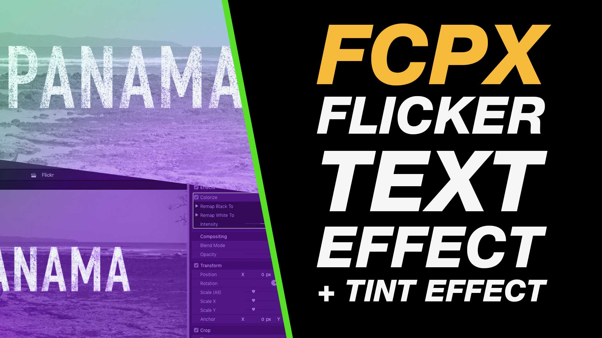 Final Cut Pro X: Text Flicker Effect with Scale & Tinted Video – easy beginner tutorial inspired by @lesorayt #fcpx
